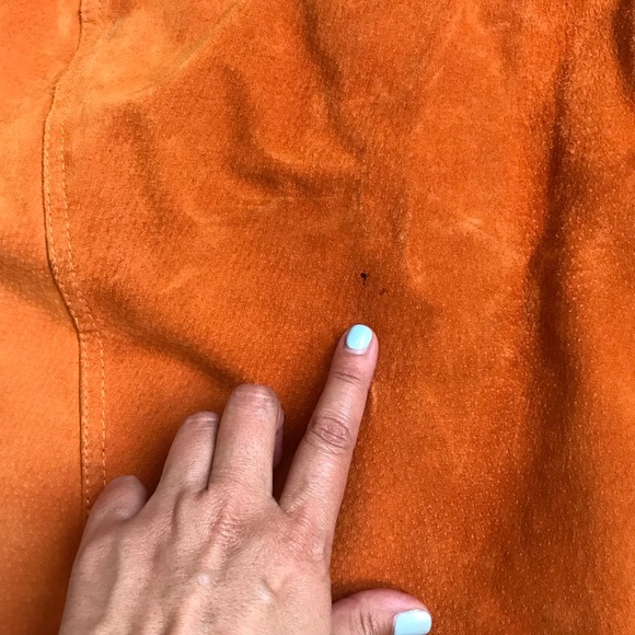 BRANDON THOMAS | Vintage Orange 100% Leather Skirt - Picture 4 of 6